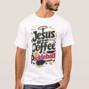Camiseta Jesus, Café e Pickleball - Combinação de Fé e Dive