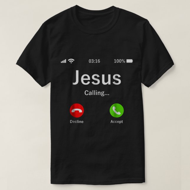 Camiseta Jesus Calling Faith Phone Design (Frente do Design)