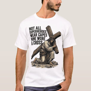 Camiseta Jesus Carregando a Cruz Cristão Vintage