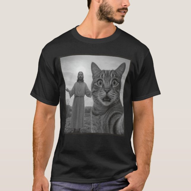 Camiseta Jesus Cat Sie Funny Religious Meme Photo retro (Frente)