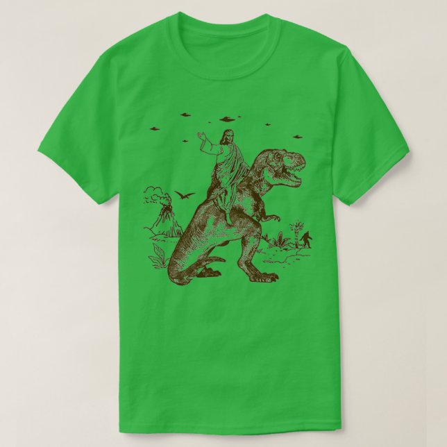 Camiseta Jesus cavalgando um presente perfeito para o dinos (Frente do Design)