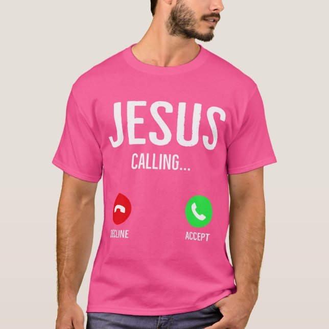 Camiseta Jesus Chamando Telefone Celular Tela de Chamada Ch (Frente)
