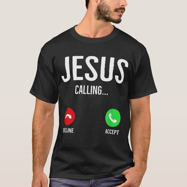 Camiseta Jesus Chamando Telefone Celular Tela de Chamada Ch (Frente)