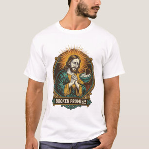 Camiseta Jesus Chip Quebrado Preso No Prato De Molho Humor