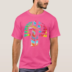 Camiseta Jesus Christian Cross Tie Dye Rainbow Religião Bi