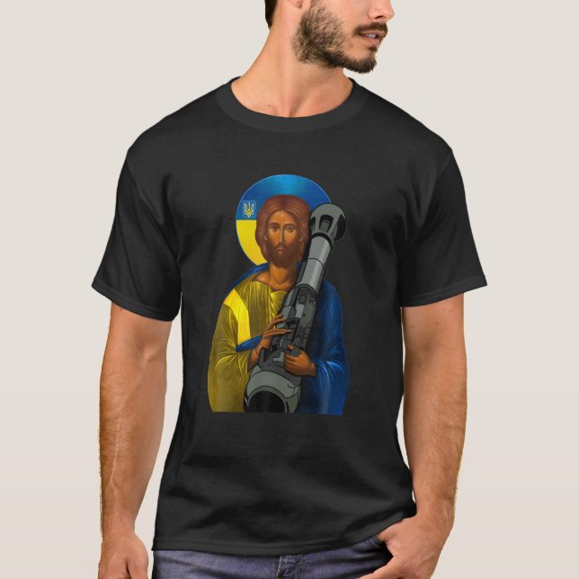 Camiseta Jesus Christian I Stand Com A Ucrânia Fla Ucranian (Frente)