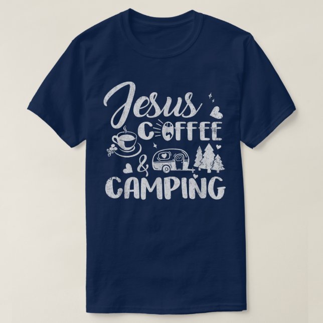 Camiseta Jesus coffe camping funny camper god believer  (Frente do Design)