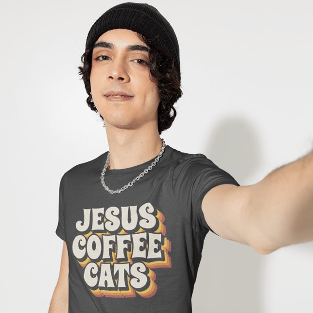 CAMISETA JESUS COFFEE CATS CRISTÃOS T-SHIRTS (Criador carregado)