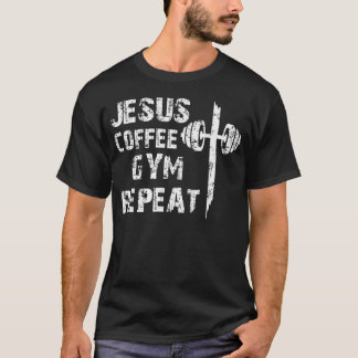 Camiseta Jesus Coffee Gym Christian Workout Weightlifting F