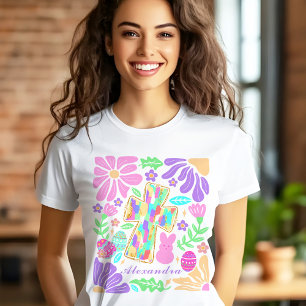 Camiseta Jesus Colorir Páscoas Cruzadas Mulheres Nome Perso