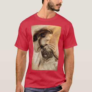 Camiseta Jesus Com Cachorro Pug Amante de Cachorro Pug