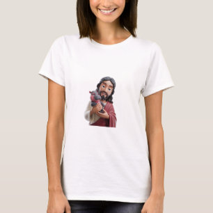 Camiseta Jesus com Moo Deng_ O Hipopótamo Anão da Fé Divers