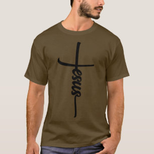 Camiseta Jesus com texto cruzado e preto