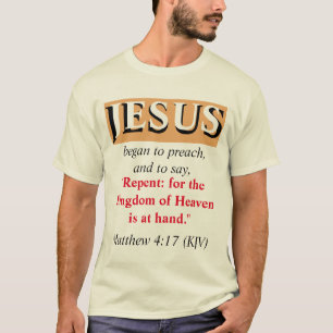 Camiseta JESUS Começou A Pregar: Repita. Vermelho, Branco e