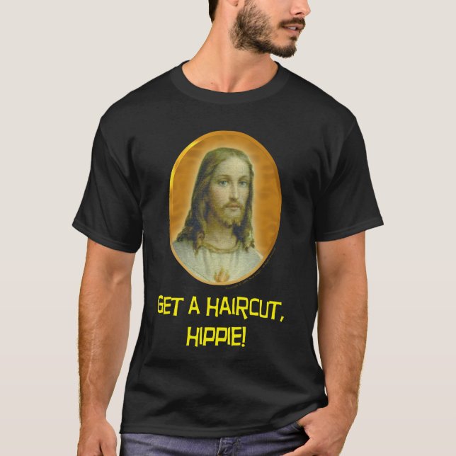 Camiseta Jesus - consiga um cabelo cortar! (Frente)