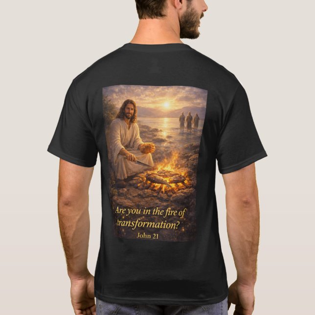 Camiseta Jesus cooking fish at the shore T-Shirt (Verso)