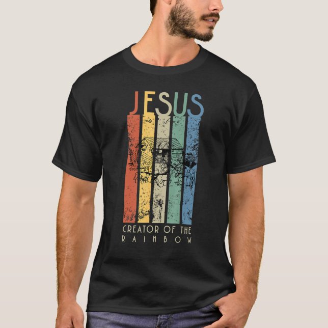 Camiseta Jesus Criador Do Arco-Íris Noah E Da Arca (Frente)