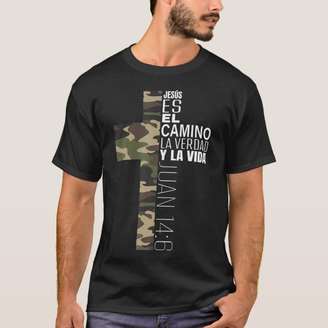 Camiseta Jesus, cristão espanhol, presentes religiosos (Frente)