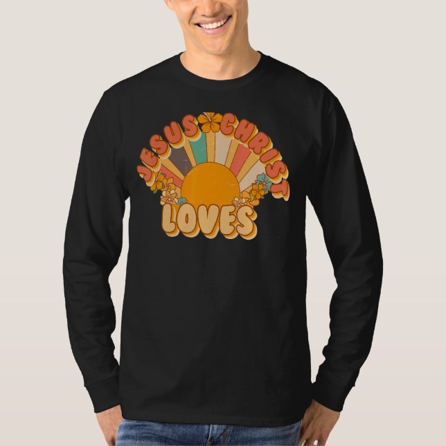 Camiseta Jesus Cristo Adora Flores Do Sol Crença (Frente)
