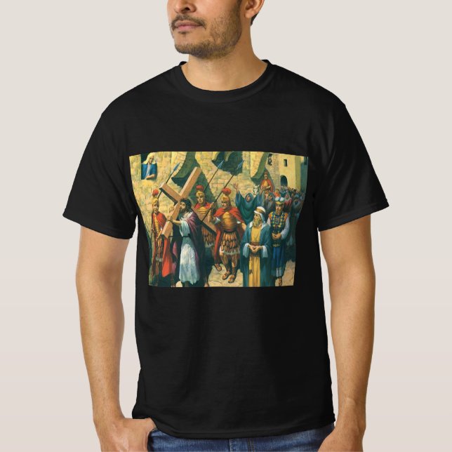Camiseta Jesus Cristo Carregando a cruz para sua crucificaç (Frente)