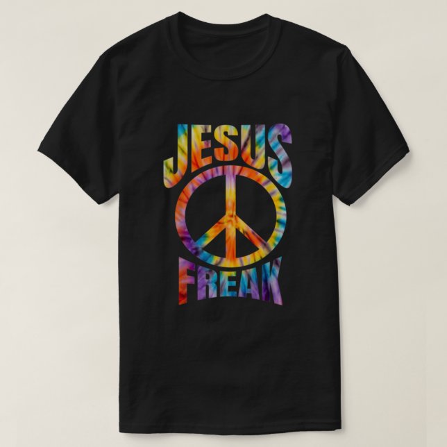 Camiseta Jesus Cristo Christian Retro Tie Dye Letting (Frente do Design)