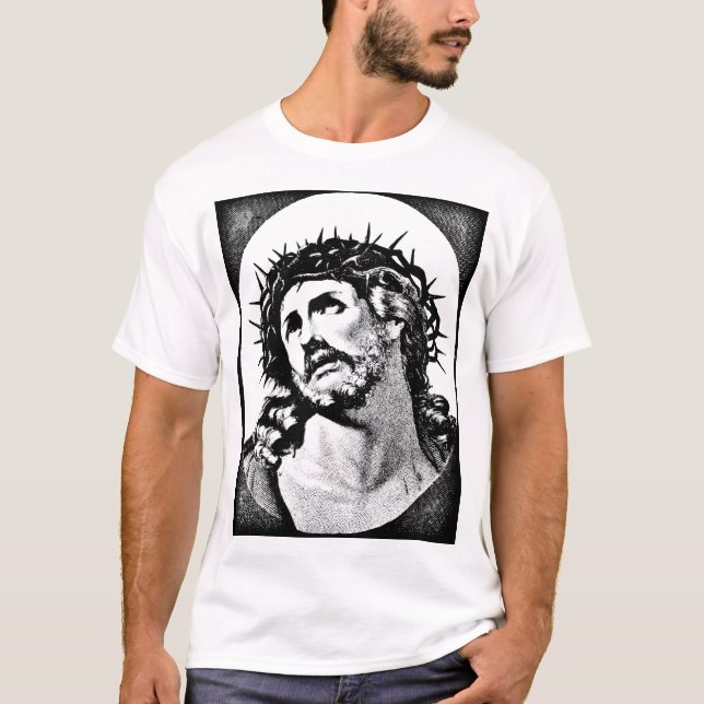 Camiseta Jesus Cristo com coroa espinhosa Vintage religioso (Frente)