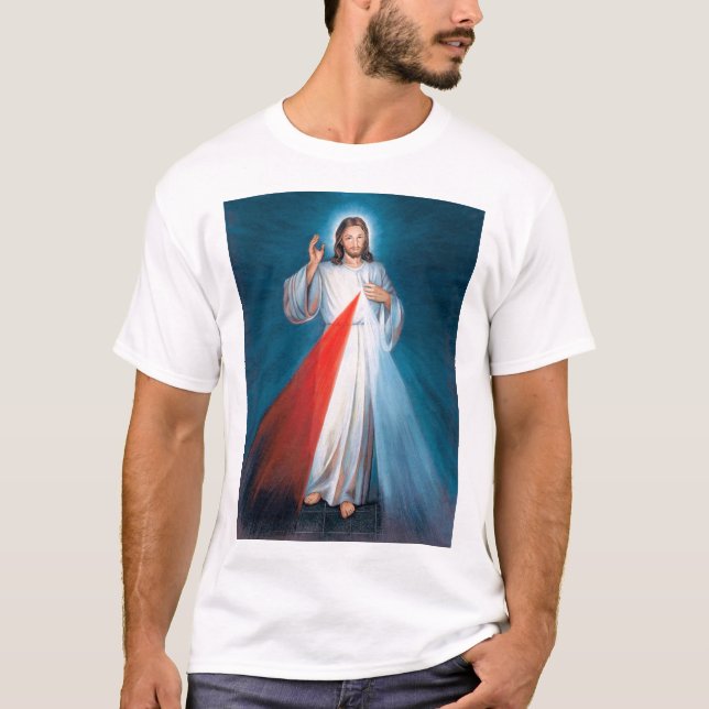 Camiseta Jesus Cristo Divino Compaixão Sagrado Coração de J (Frente)