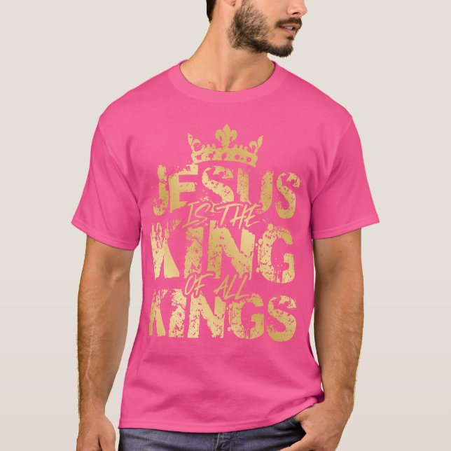 Camiseta Jesus Cristo é o rei Bíblia Dourada Verse Faith Co (Frente)