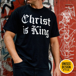 Camiseta Jesus Cristo É Rei Arte Grunge Gothic Blackletter