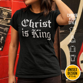 Camiseta Jesus Cristo É Rei Arte Grunge Gothic Blackletter