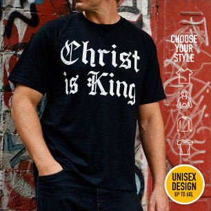 Camiseta Jesus Cristo é Rei - estilo gótico grunge erosiona