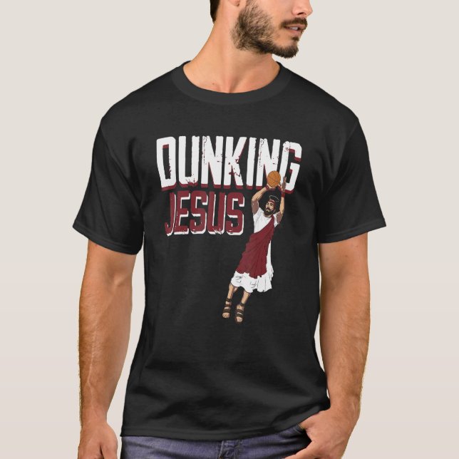 Camiseta Jesus Cristo Jogando Basquete 1 (Frente)