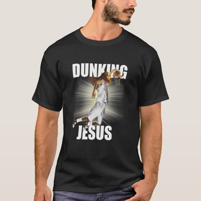 Camiseta Jesus Cristo Jogando Basquete 3 (Frente)