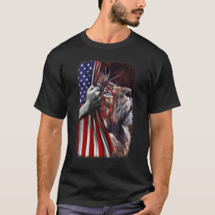 Camiseta Jesus Cristo Leão de Judá Bandeira Americana EUA