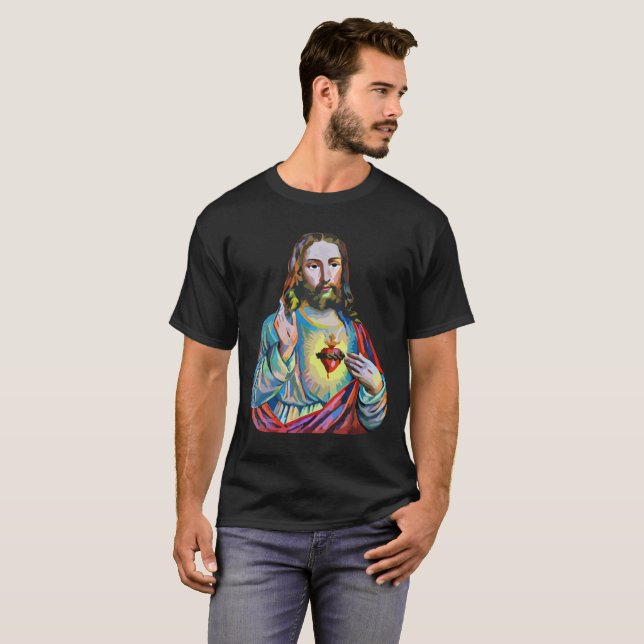 Camiseta Jesus Cristo Lord Saviador abstrato arte original (Frente Completa)