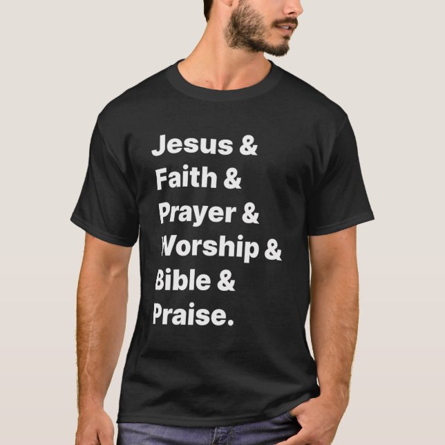 Camiseta Jesus Cristo Oração Culto Escritura Louvada (Frente)