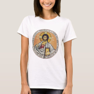 Camiseta Jesus Cristo Pantocrator Arte de Ícone Bizantino
