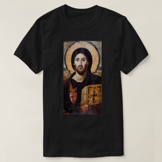 Camiseta Jesus Cristo Pantocrator Sinai Ortodox Christian (Frente do Design)