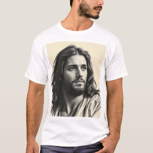 Camiseta Jesus Cristo - Retrato de carvão artesanal