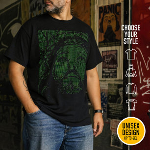 Camiseta Jesus Cristo Retro Nerd Techno Arte Ascii Anos 80