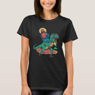 Camiseta Jesus Cristo Rex Dinossaur Ride Religião Cristã