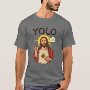 Camiseta Jesus Cristo YOLO JK Meme Páscoa Cristã Encantad