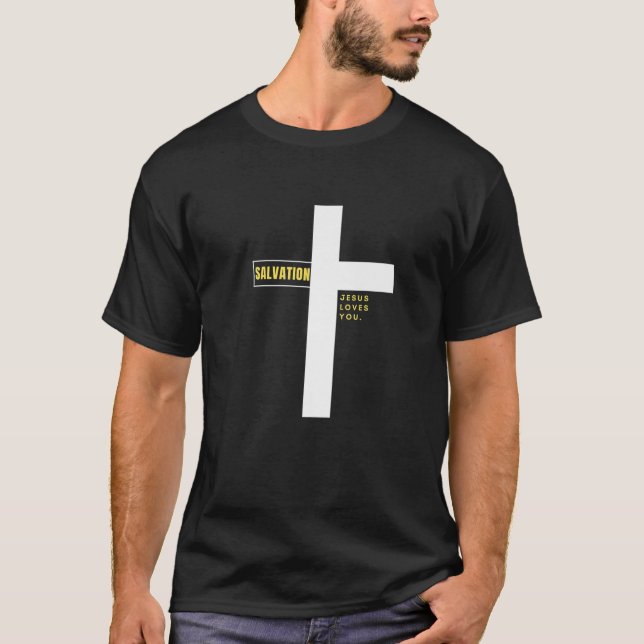 Camiseta Jesus Cross Cristo me salvou citação de salvação d (Frente)