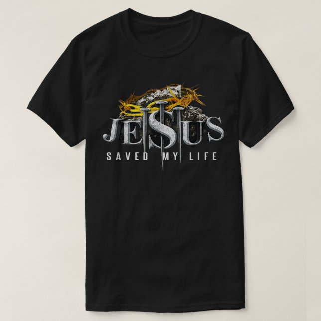 Camiseta Jesus Cross Cristo Salvou Minha Citação De Vida Di (Frente do Design)