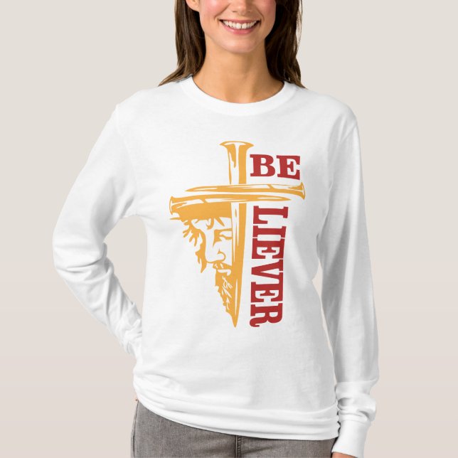 Camiseta Jesus Cross Nail Design – Powerful Christian (Frente)