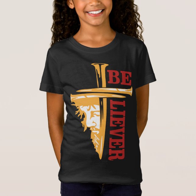 Camiseta Jesus Cross Nail Design – Powerful Christian (Frente)