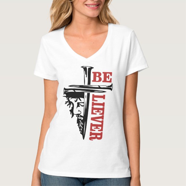 Camiseta Jesus Cross Nail Design – Powerful Christian (Frente)