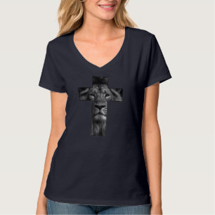 Camiseta Jesus Cruzando Com Rosto Leão, Fé Em Deus