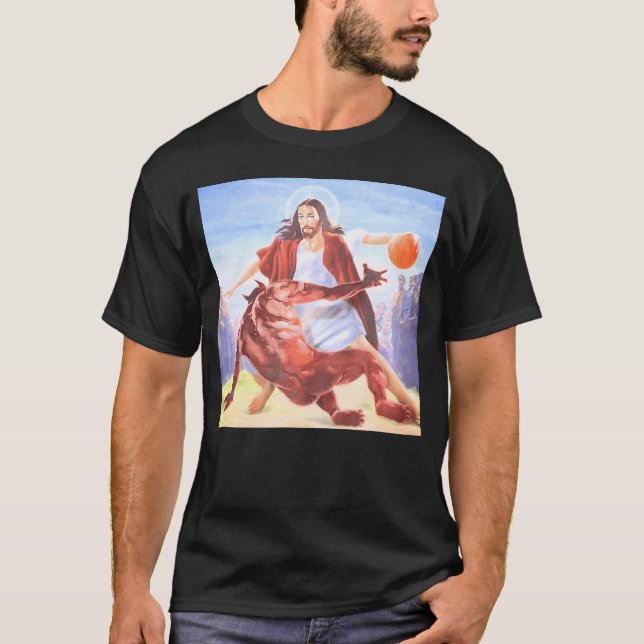 Camiseta Jesus Cruzando O Diabo Engraçado Cristão (Frente)