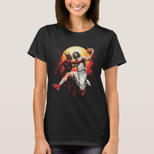 Camiseta Jesus Cruzando o Diabo Esboço Amante Cristão